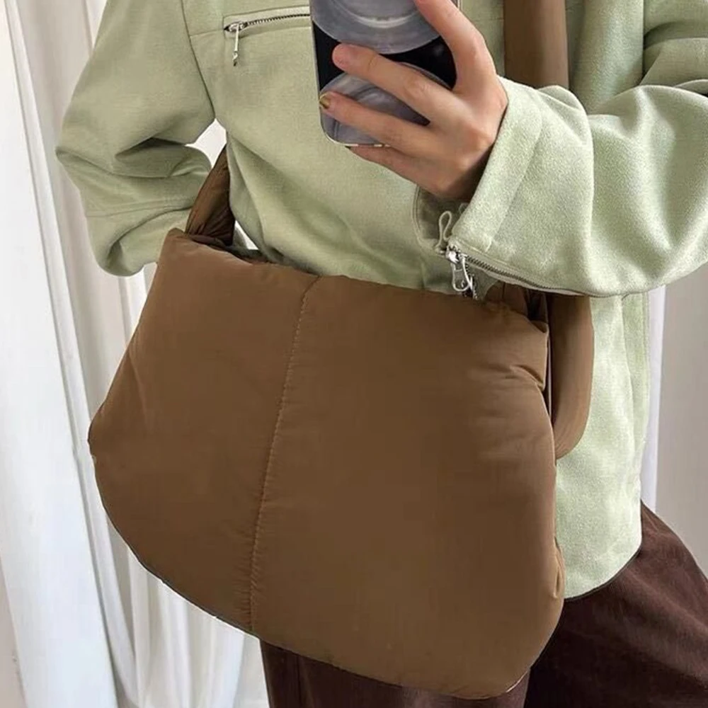 Winter Cotton Padded Shoulder Bag Casual Quilted Crossbody Bags for Women Designer Space Down Bags Puffy Purses and Handbags New