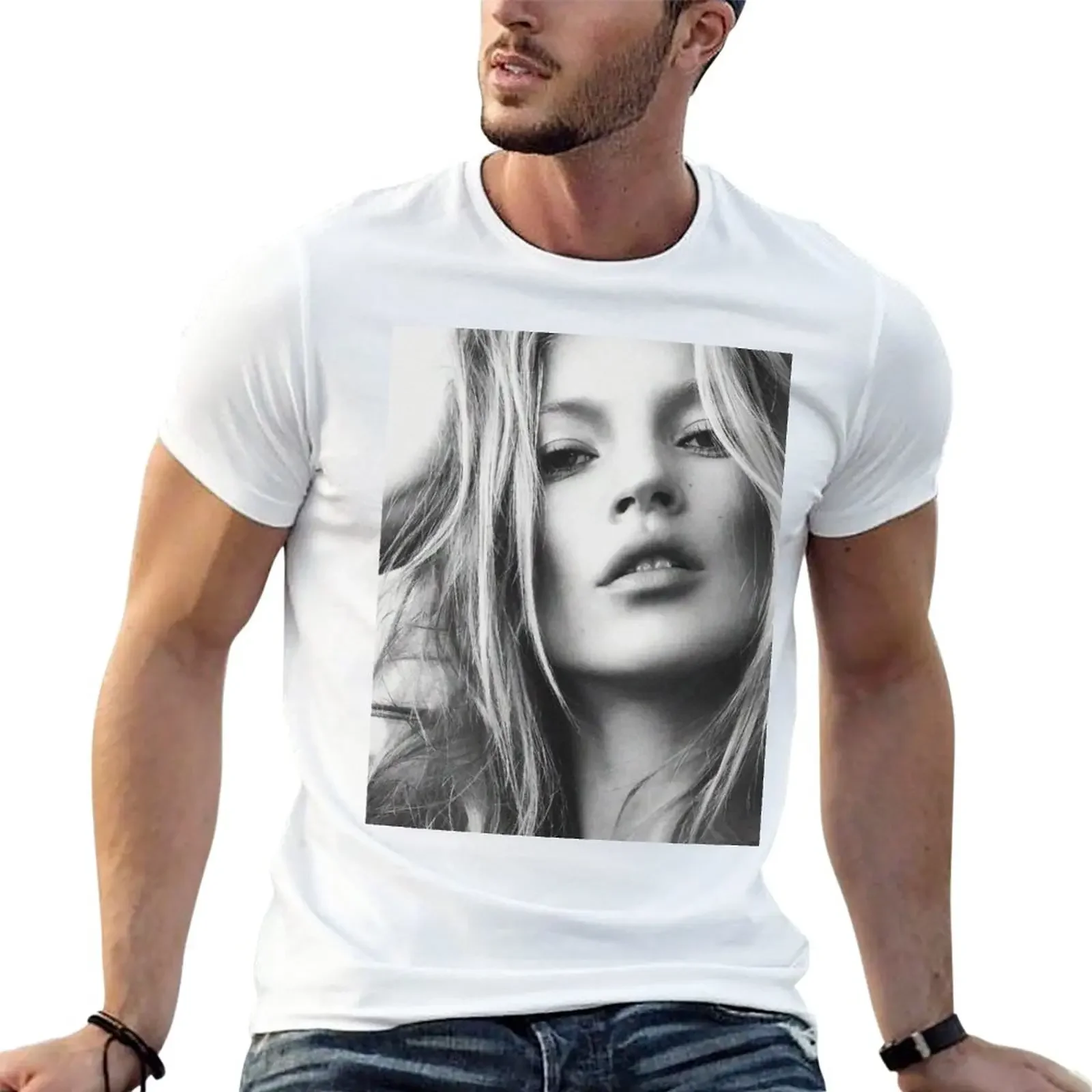 

Kate, British Top Model digitally enhanced photo with halftone pattern effect T-Shirt summer tops tops mens t shirts