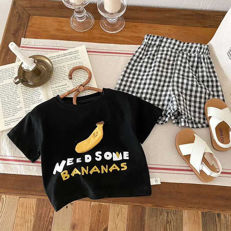 Cotton Kids Summer Shorts Set Cartoon Tees