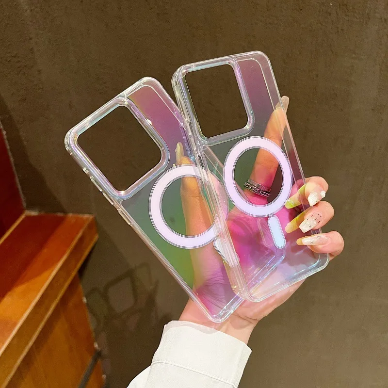 Gradient Color Magnetic Clear Soft Shell Case with Mag-safe Compatibility