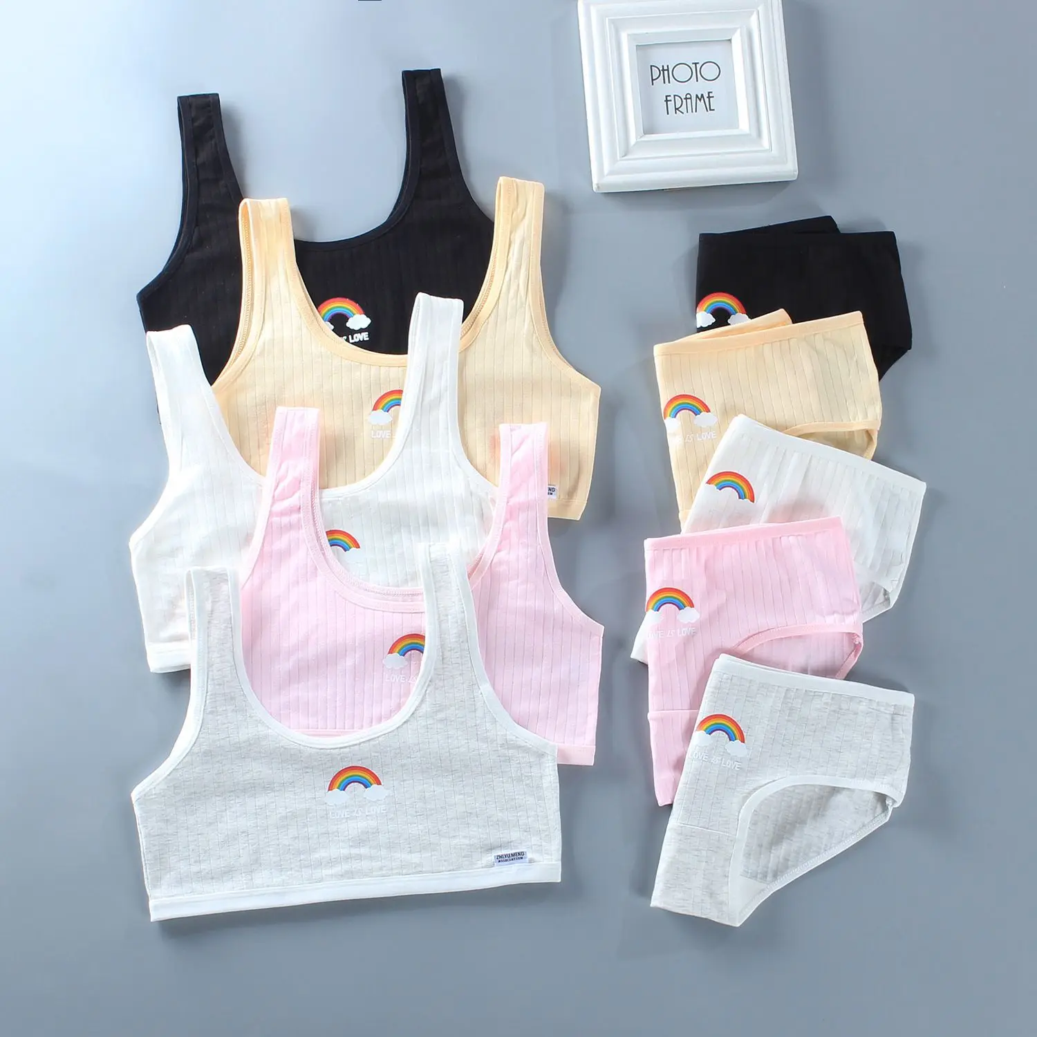 

Girls Bra Adolescent Girls Cotton Bra + Panties Girls Underwear Set Training Bra Set 8 12 14 Years