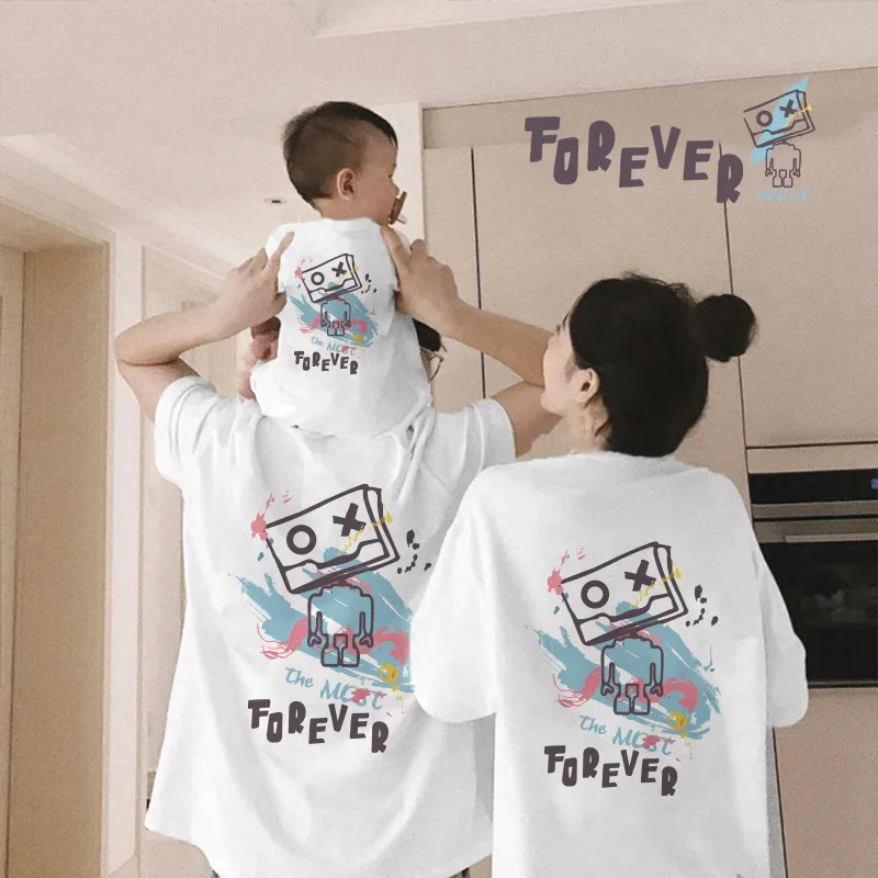 

Mom Dad and Me Cute Cartoon T-shirt Family Look Matching Outfits Father Daughter Son Clothes Kids Clothes Father Baby Outfits