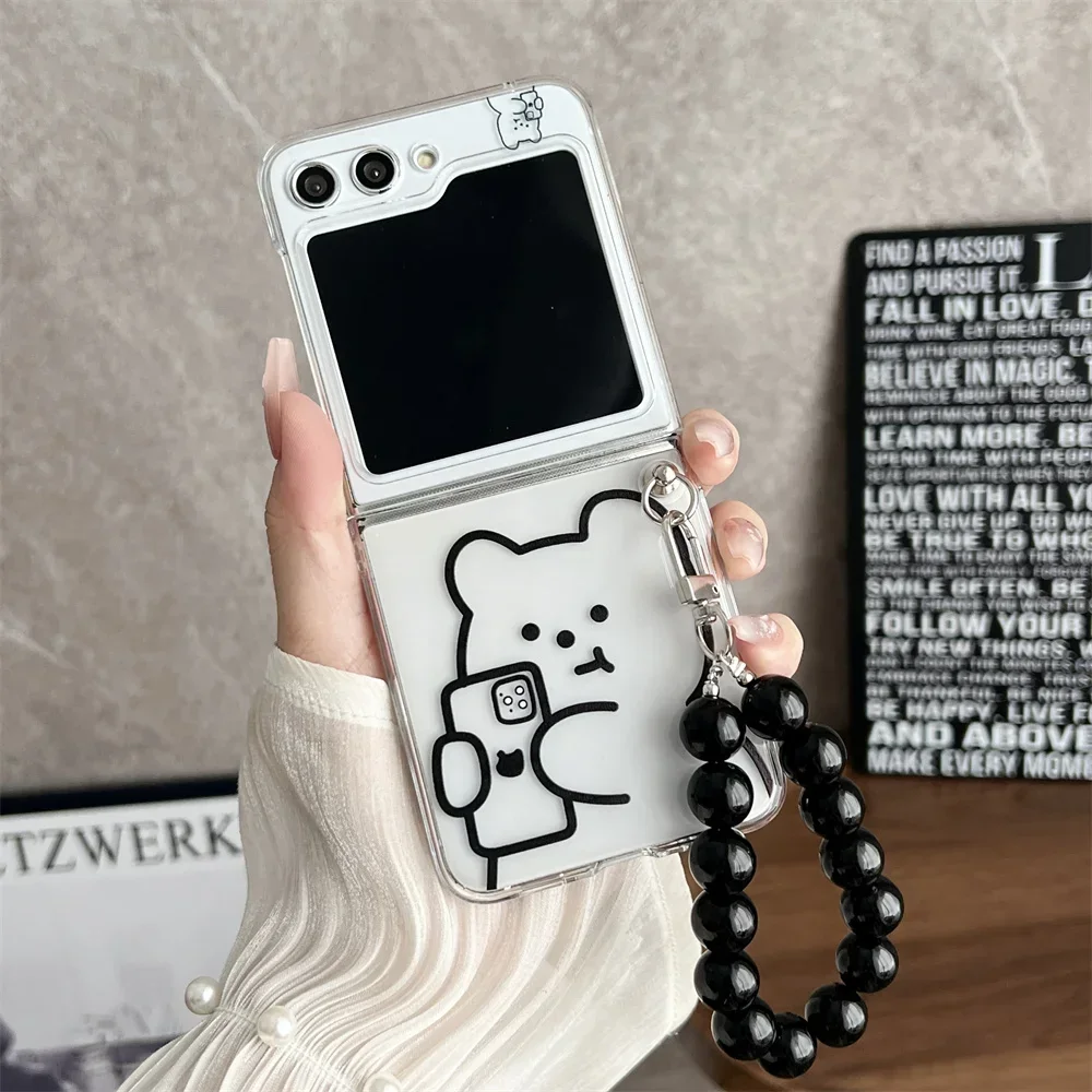 Cute Bear Transparent Pearl Bracelet Case - Cartoon Clear Cover