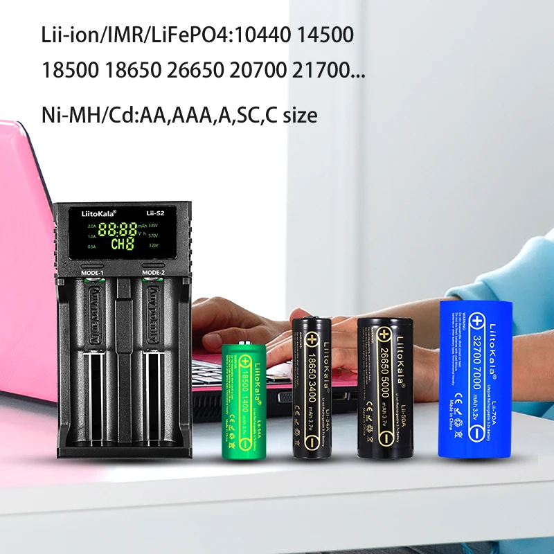 Caricabatterie multicompatibile LiitoKala Lii-S2 - Supporta batterie agli ioni di litio AA, AAA, 18650, 26650 - immagine 6