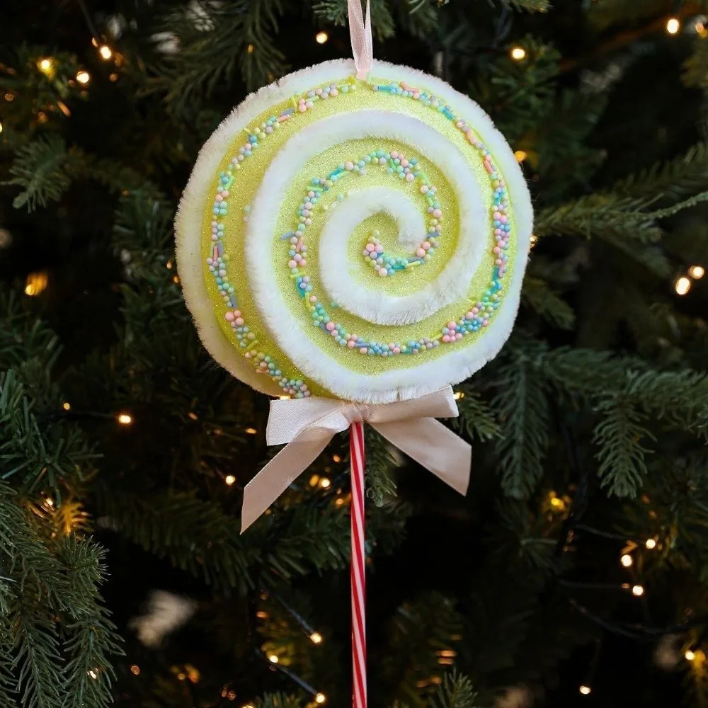 Colorful Christmas Macaron Lollipop Cartoon Bow Christmas Lollipop Pendant Foam Hanging Fake Lollipop Models Wedding Decorative