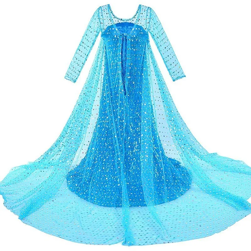 FStory&Winyee Eiskönigin Elsa Kleid Für Mädchen – Prinzessinnenkostüm Mit Umhang, Blau/pink, Größe 120