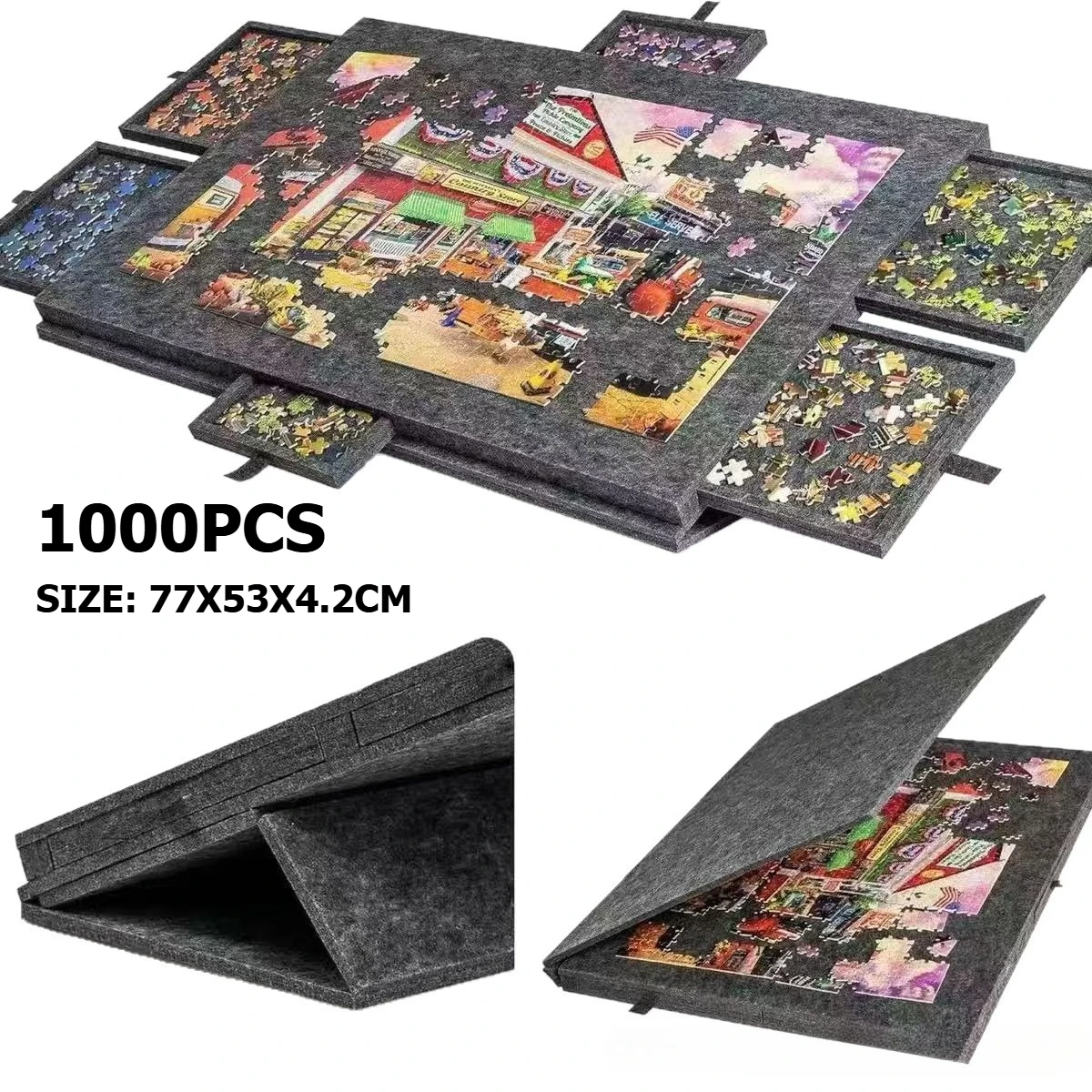 Portable Puzzle Table with Color Tray and Stand