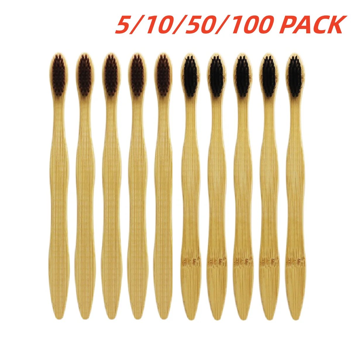 

5/10/50/100 Pcs Eco Friendly Bamboo Toothbrush Adult Resuable Portable Wooden Handle Soft Bristle Tooth Brush Dental Whitening