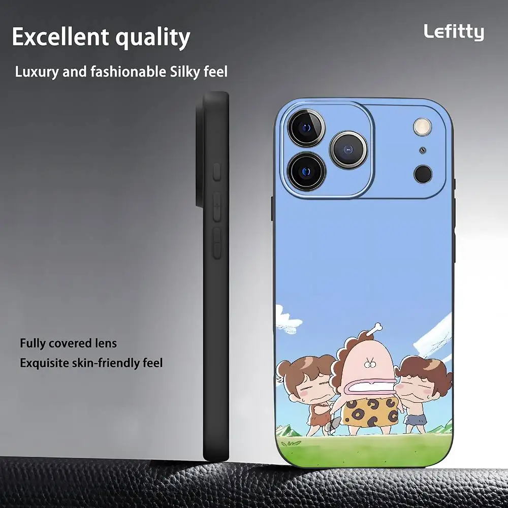 Adorable Anime-Inspired Black Frosted Soft Phone Case