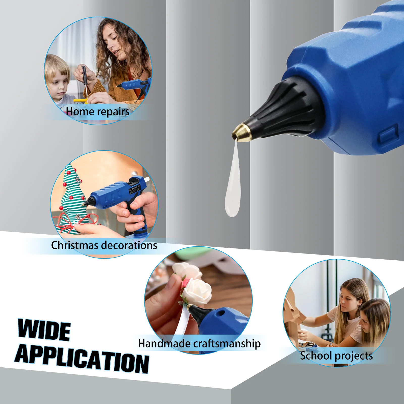 100W Cordless Hot Glue Gun for Bosch 18V Battery with 10pcs 11mm Sticks 30s Quick Preheat for Arts Crafts DIY No Battery hot melt glue gun hot glue gun cordless glue gun