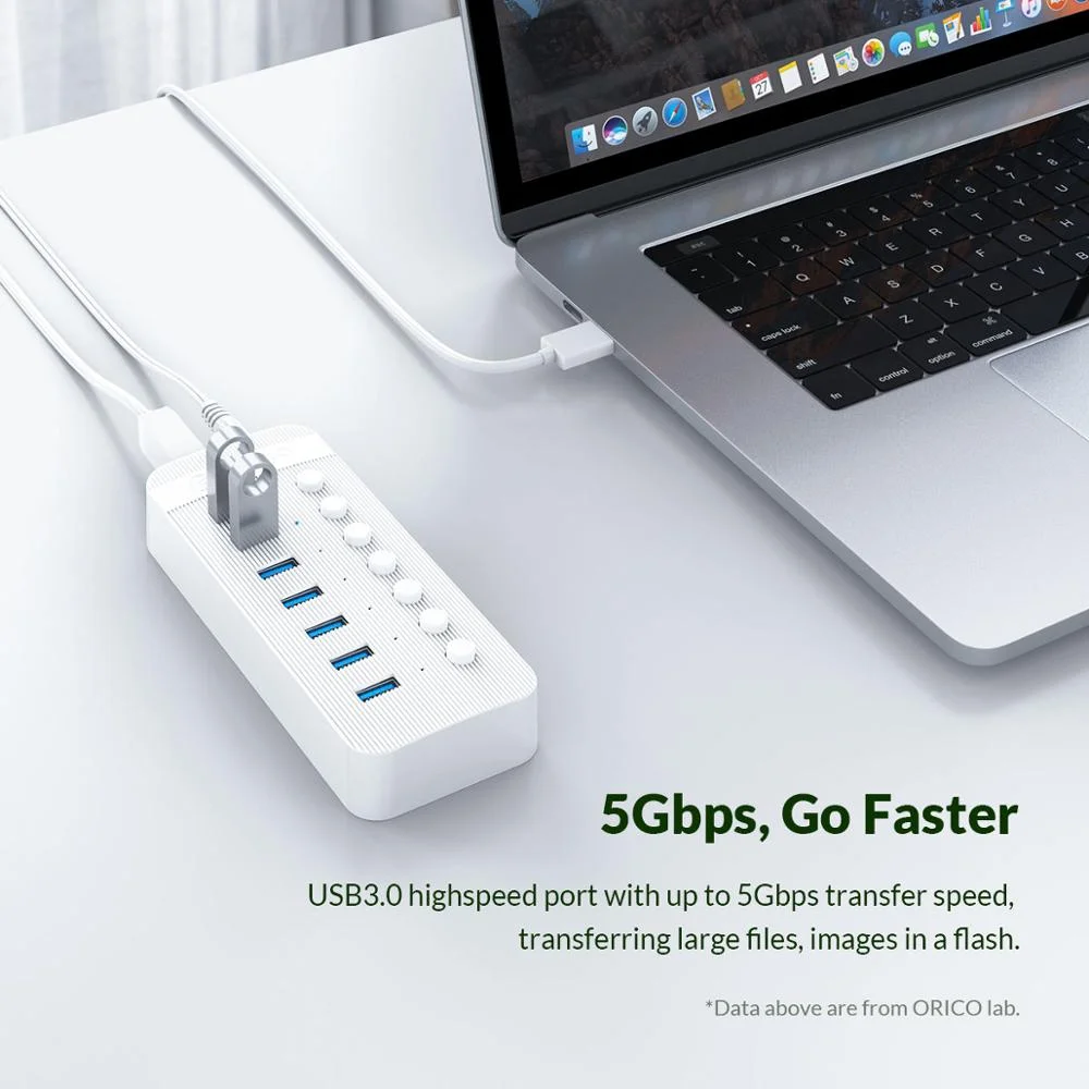 ORICO USB 3.0 HUB 5Gbps High Speed HUB 7 10 13 16 Port ABS USB OTG Splitter on/Off Switch USB 3.0 12V Power Adapter Support PC 6