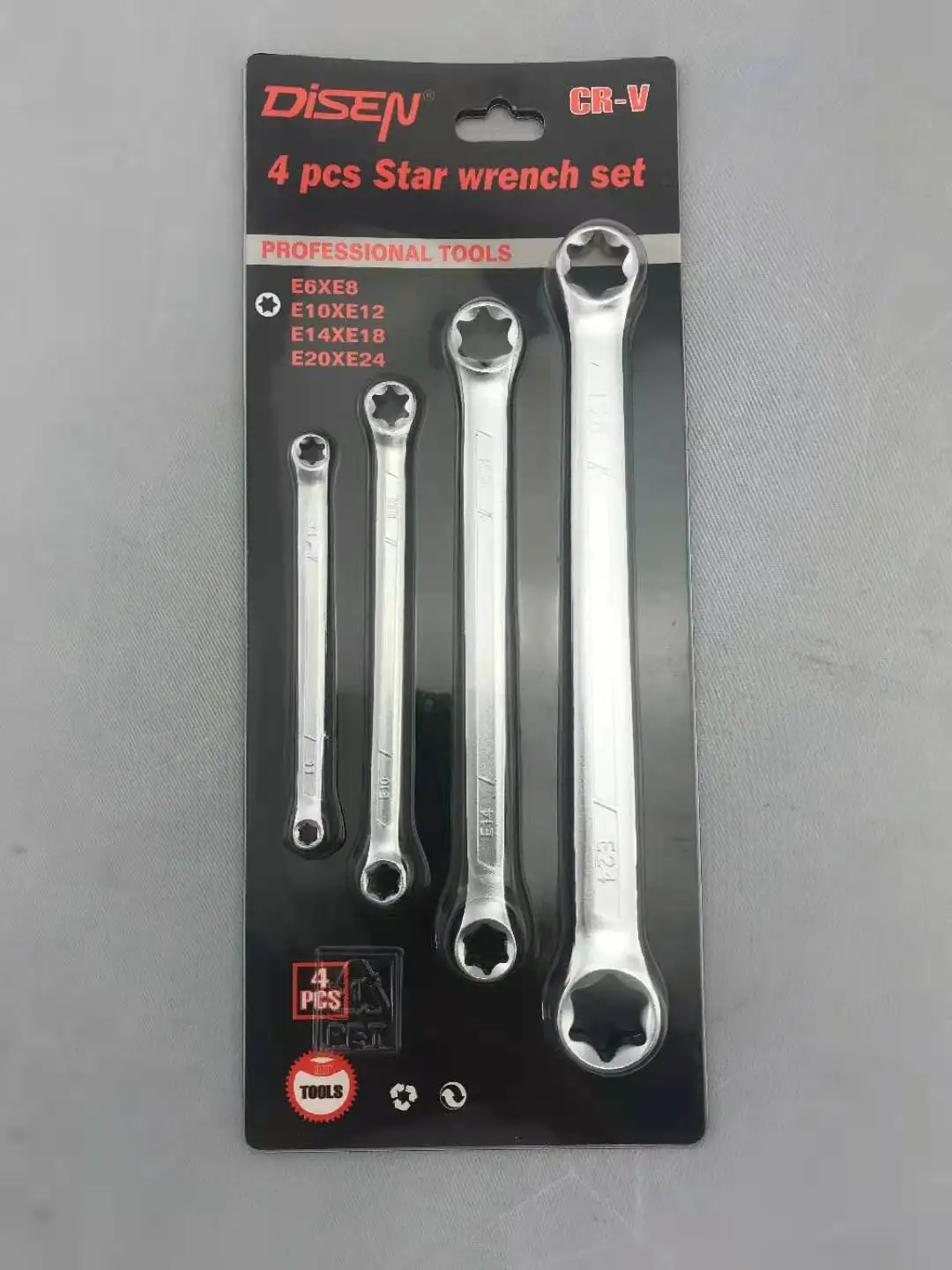 

P1 Tools 4-Pcs Star Wrench Set/Torx Wrench Set Ring Spanner Set E6 E8 E10 E12 E14 E18 E20 E24