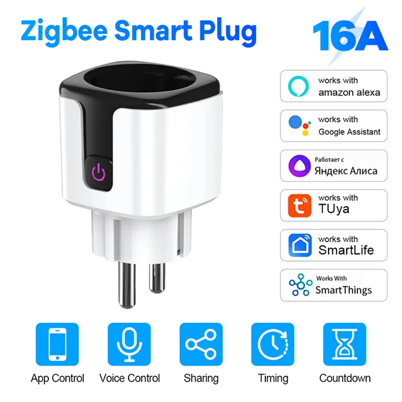 Zigbee Smart Plug 16A 20A EU Plug Energy Monitor Alexa Google Home Group ควบคุม BSD33 สําหรับซ็อกเก็ตไฟฟ้าพร้อม Zigbee Hub 1