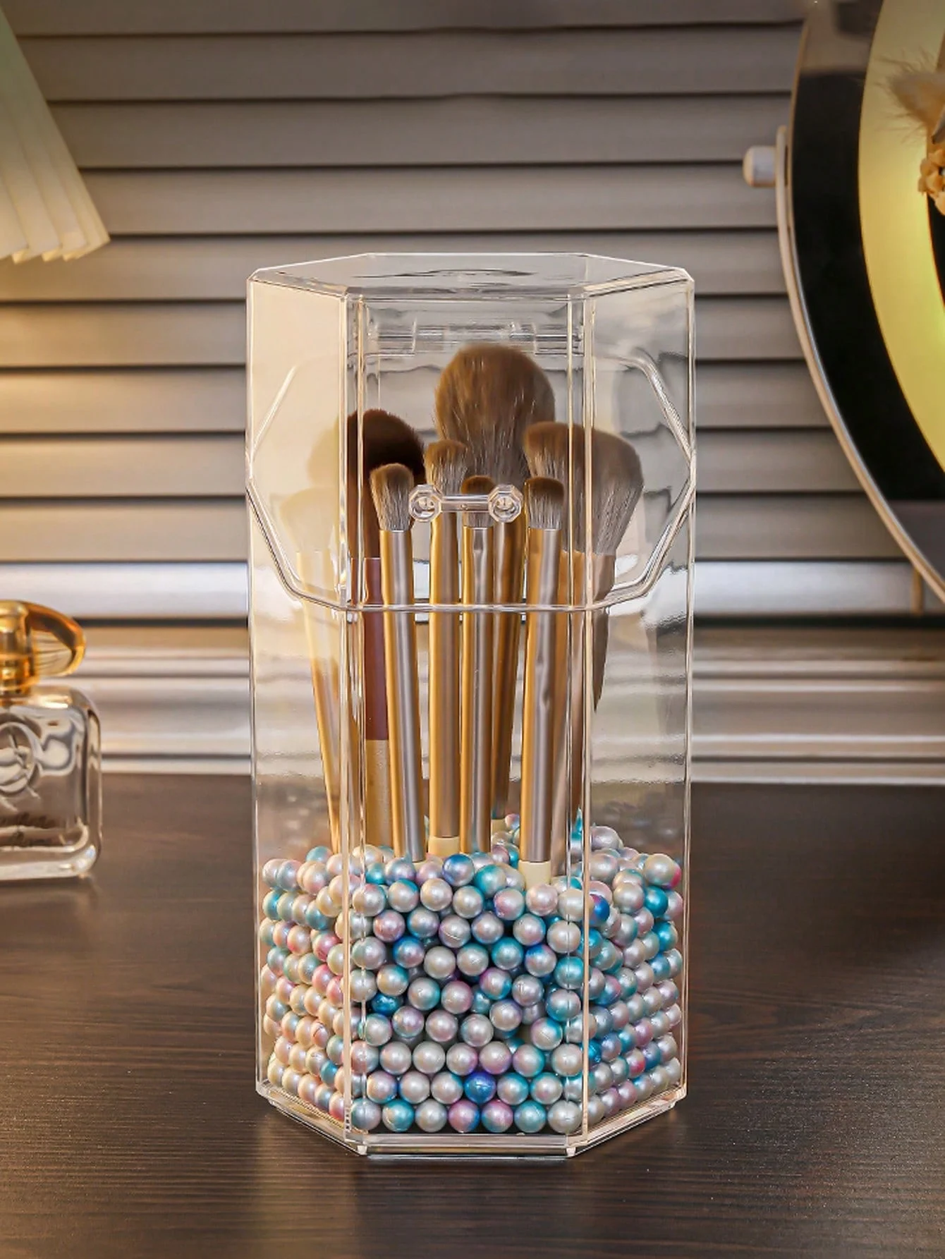 Makeup Brush Storage Bucket Eyebrow Pencil Eye Shadow Cosmetics Beauty Storage Acrylic Transparent Desktop Storage Box 6