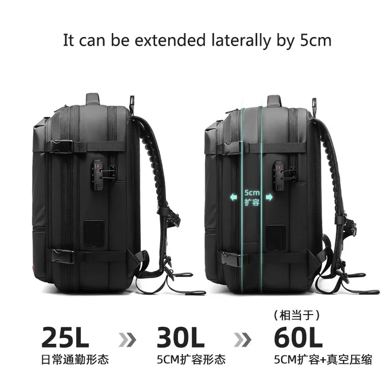 Zaino Ultra-Capiente per Affari e Casual, Borsa per Computer da Uomo, Zaino da Viaggio di Alta Gamma, Zaino Espandibile con Compressione Sottovuoto - immagine 4