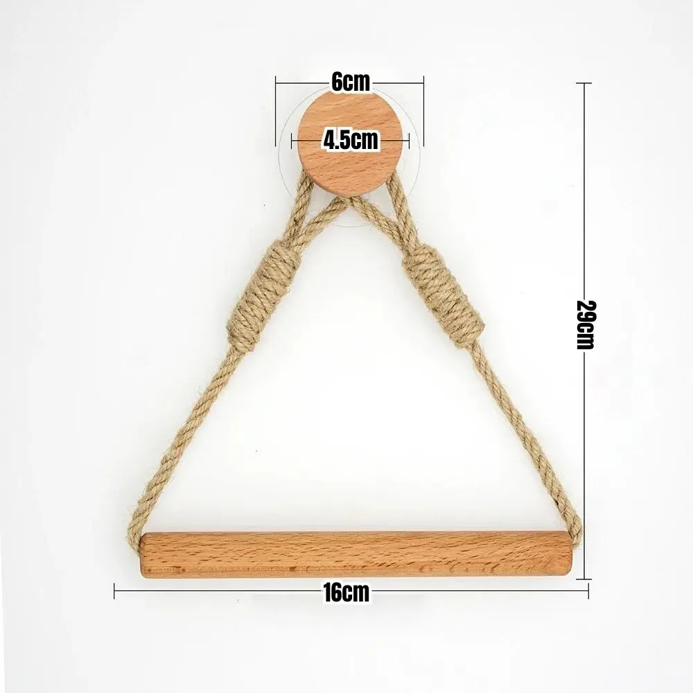 1Pcs with Movable Suction Cup Toilet Paper Holder Toilet Accessories Wall Mounted Towel Hanging Rope Wooden paper towel holder toilet paper holder toilet roll holder