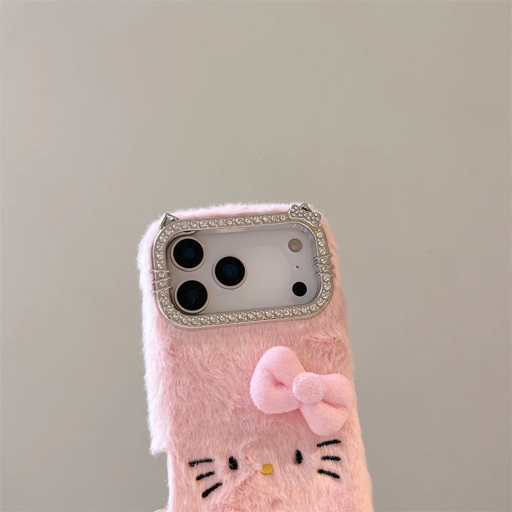 Plush Hello Kitty Iphone Cover Warm Fluffy Plush Hellokitty Phone