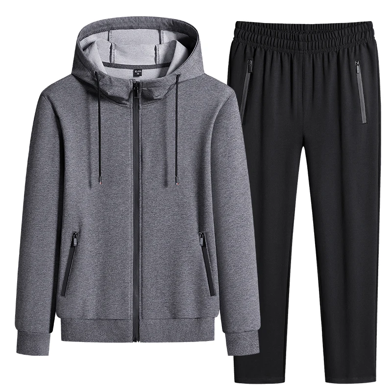 thumbnail image 1 of WINSTAND Conjuntos de ropa deportiva de talla grande para hombre, nueva ropa de primavera y otoño, traje de pantalones con capucha para hombre, sudadera + pantalones deportivos de 2 piezas 8XL, 1 of 5