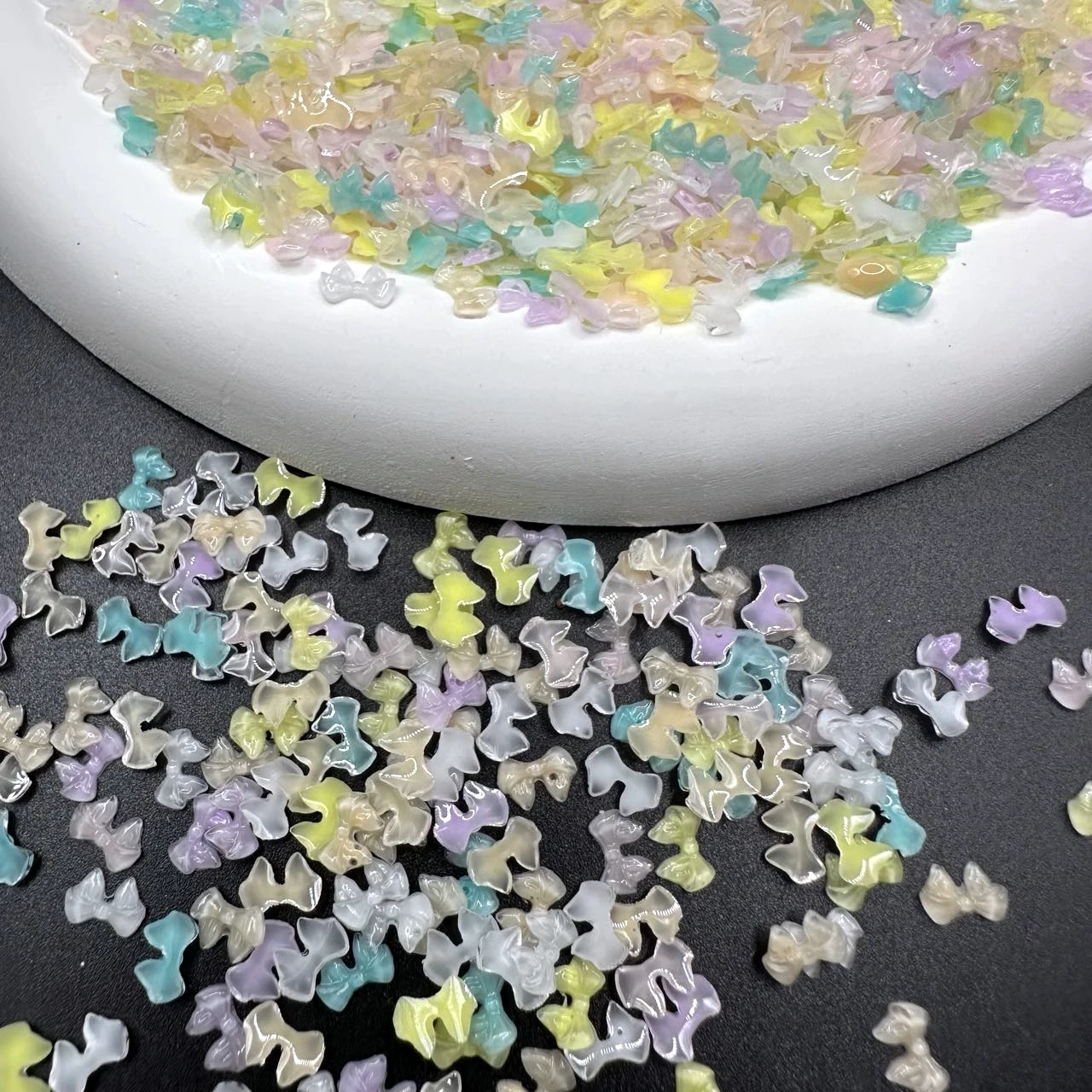 50pcs Transparent Bow Nail Art Parts Charms Bulk Shiny Mini Resin Ribbon Nail Rhinestones DIY Summer Nail Art Decor Accessories 4