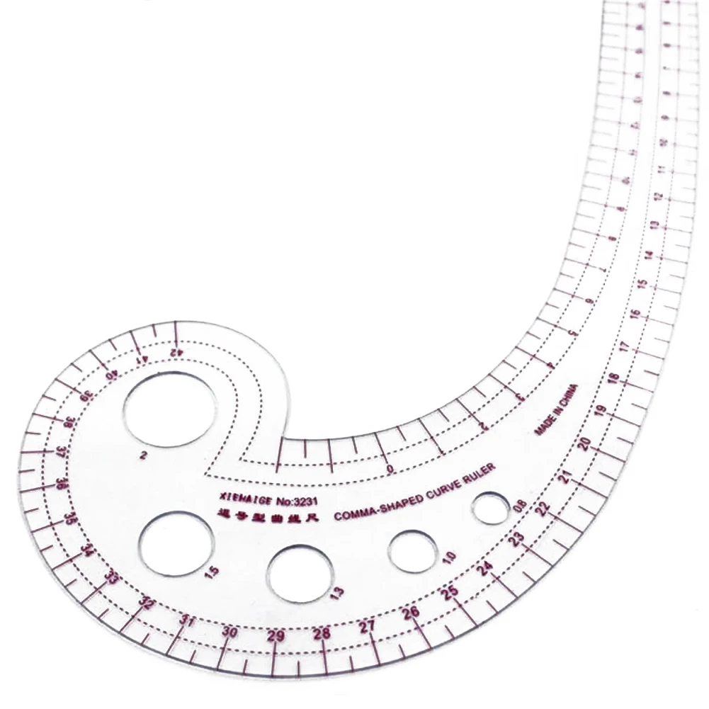 Plastic Transparent Tailor French Curve Sewing Ruler Tailor Comma Shaped Stitching Sewing Patchwork Comma-Shaped Ruler