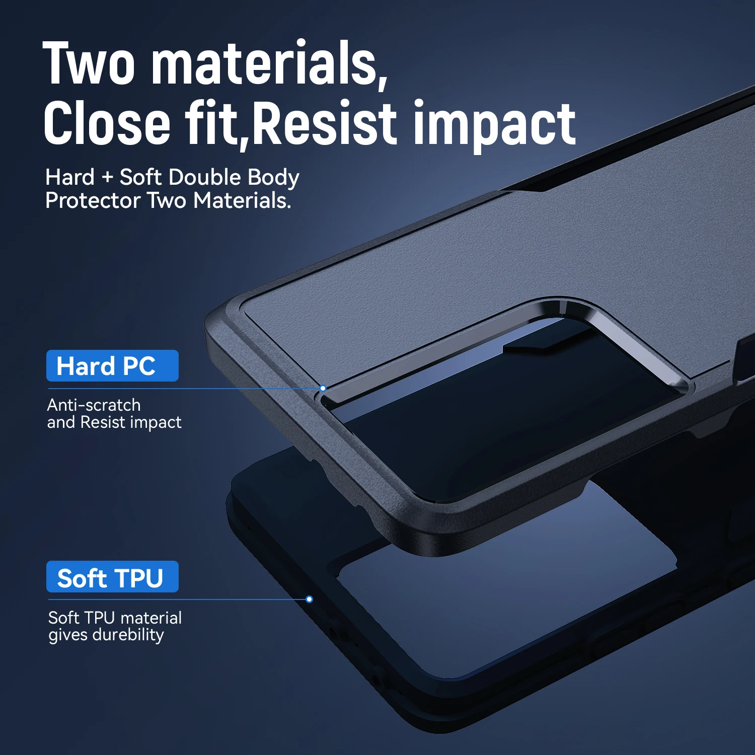 Enhanced Dual-Layer Shockproof TPU/PC Phone Case with Fashionable Armor Shell Design