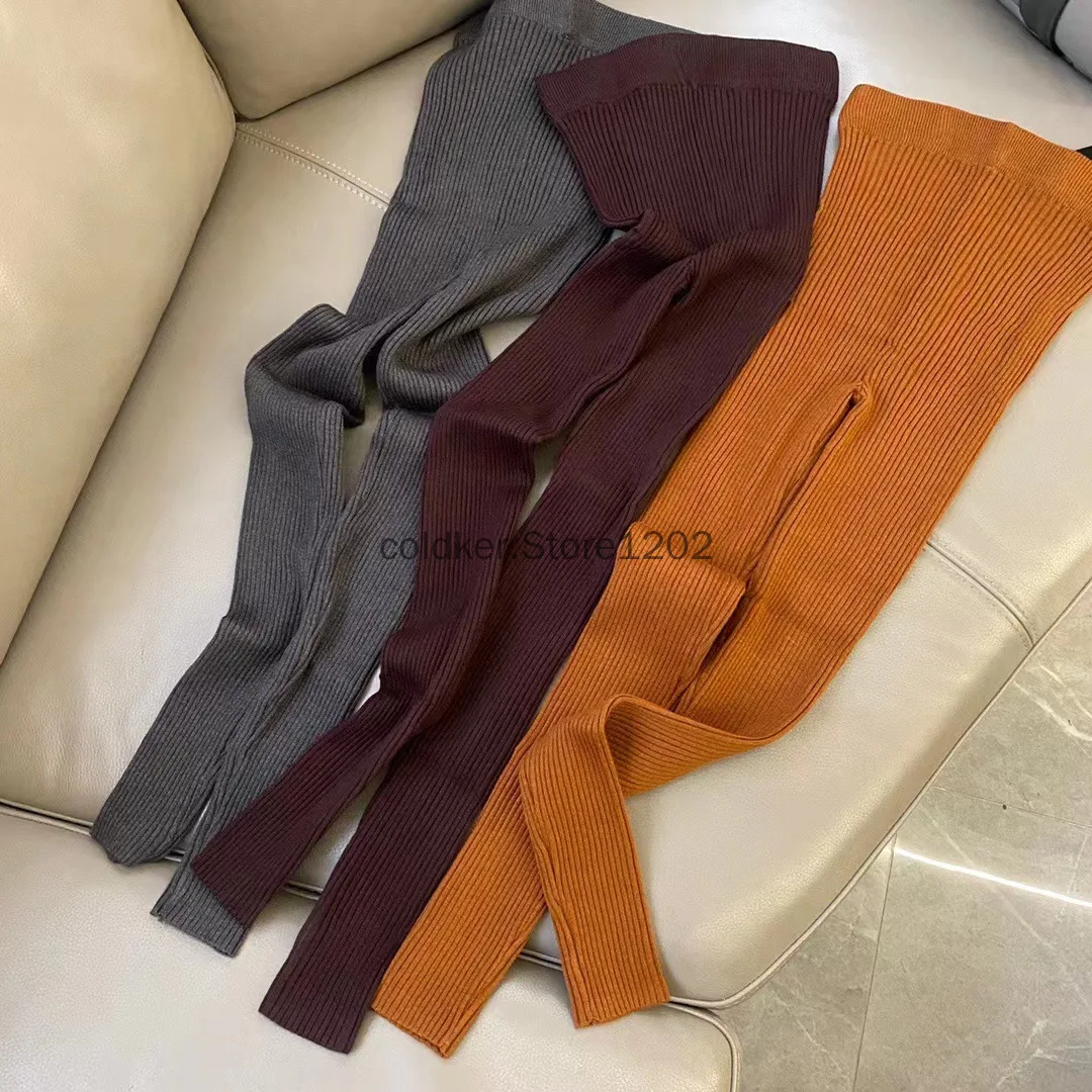 Leggings lavorati a maglia Slim Autunno Inverno Donna Ins Vita alta Casual Pantaloni moda coreana Pantaloni alla caviglia elasticizzati a costine - Image 2