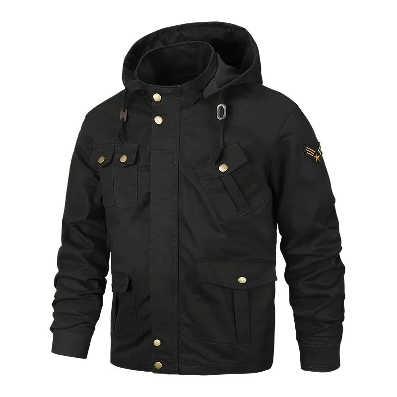 

6XL Mens Hooded Windproof Military Jacket Male Outdoor Sport Climbing Hiking Army Training Thick Warm Multi-pocket Tactical Coat