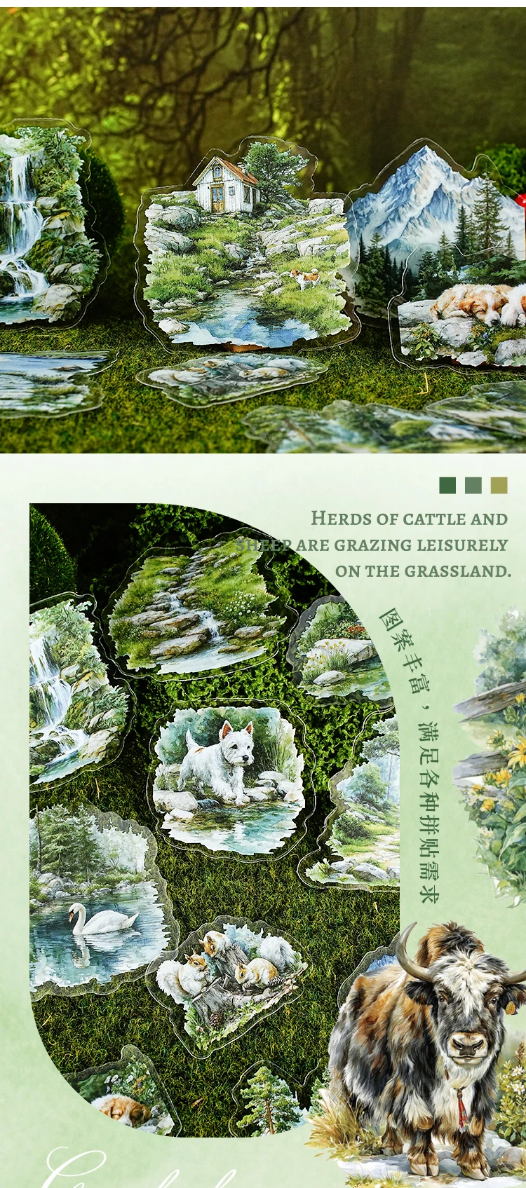 20 teile/paket Landschaft Thema PET Aufkleber Scrapbooking Materialien DIY Junk Journal Collage Collage sprache Dekor Aufkleber – Detail 7