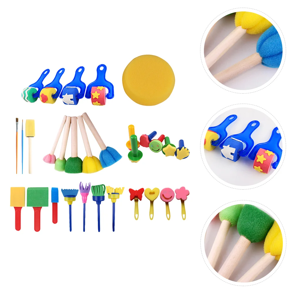 30 Pcs Paint Brushes for Kids Graffiti Tool Sponge Painting Tools Set Drawing Child