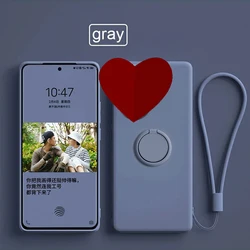Enhanced Solid Color Silicone Phone Case with Finger Ring Stand Holder and Lens Protection - Galaxy A56 5G (GRAY)