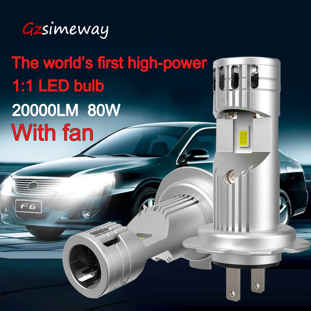 2PCS Car Light H7 Canbus LED Bulb 80W 20000LM H4 H11 9005 HB3 HB4 9006 9012 Auto Headlamp High Low Beam 6000K Mini LED Lamps 12V