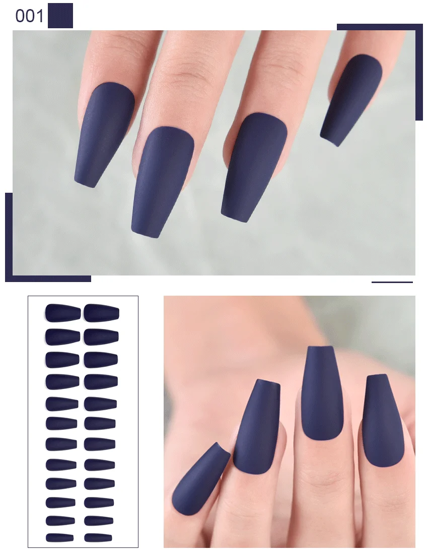 Buy Synaty 24Pcs Ballerina Matte Coffin Nails Full Cover Medium False Nails  Art Sets (Peacock Blue) Online at Low Prices in India - Amazon.in