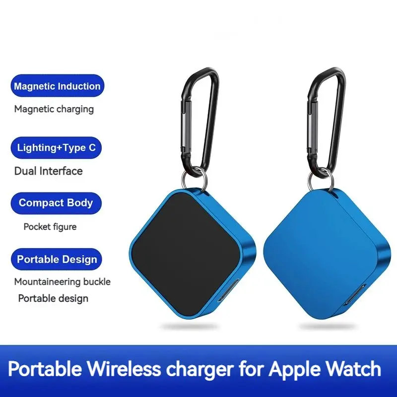 2IN1 Metal Magnetic Wireless Charger for Apple Watch 7 6 5 4 3 2 1 Usb C Fast Portable IOS Dual Input Charging Pad Cargador