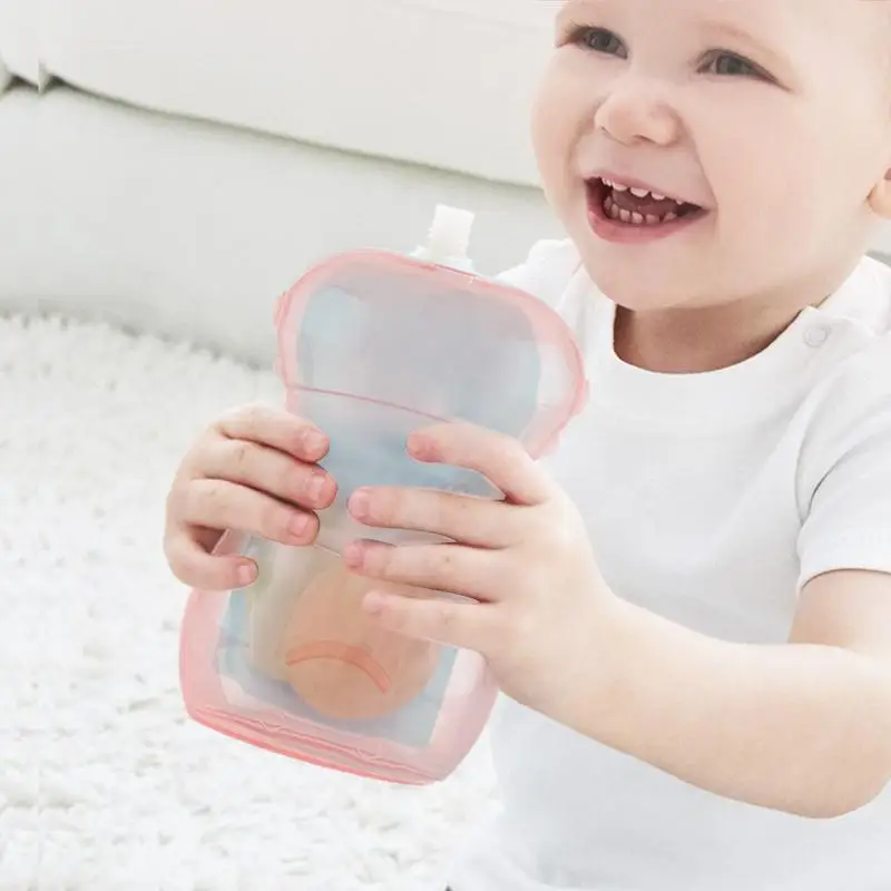 Baby Food Storage Containers Fruit Puree Pouch Holder Squeeze Proof Self-Feed Snack Holder Baby Food Feeder Secure Pouches