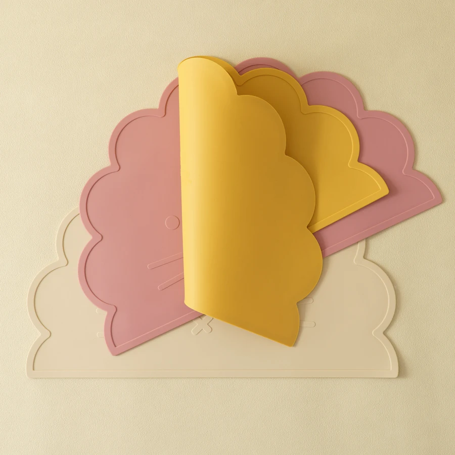 1PC Baby Silicone Placemat BPA Free Cute Cartoon Lion Shape Baby Tableware Solid Color Baby Stuff Heat Insulation Table Placemat 5