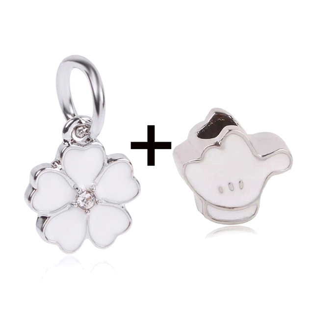 New Design White Heart Charm Beads Pendant Fit European Style Brand Bracelets Necklaces For Women Jewelry Making