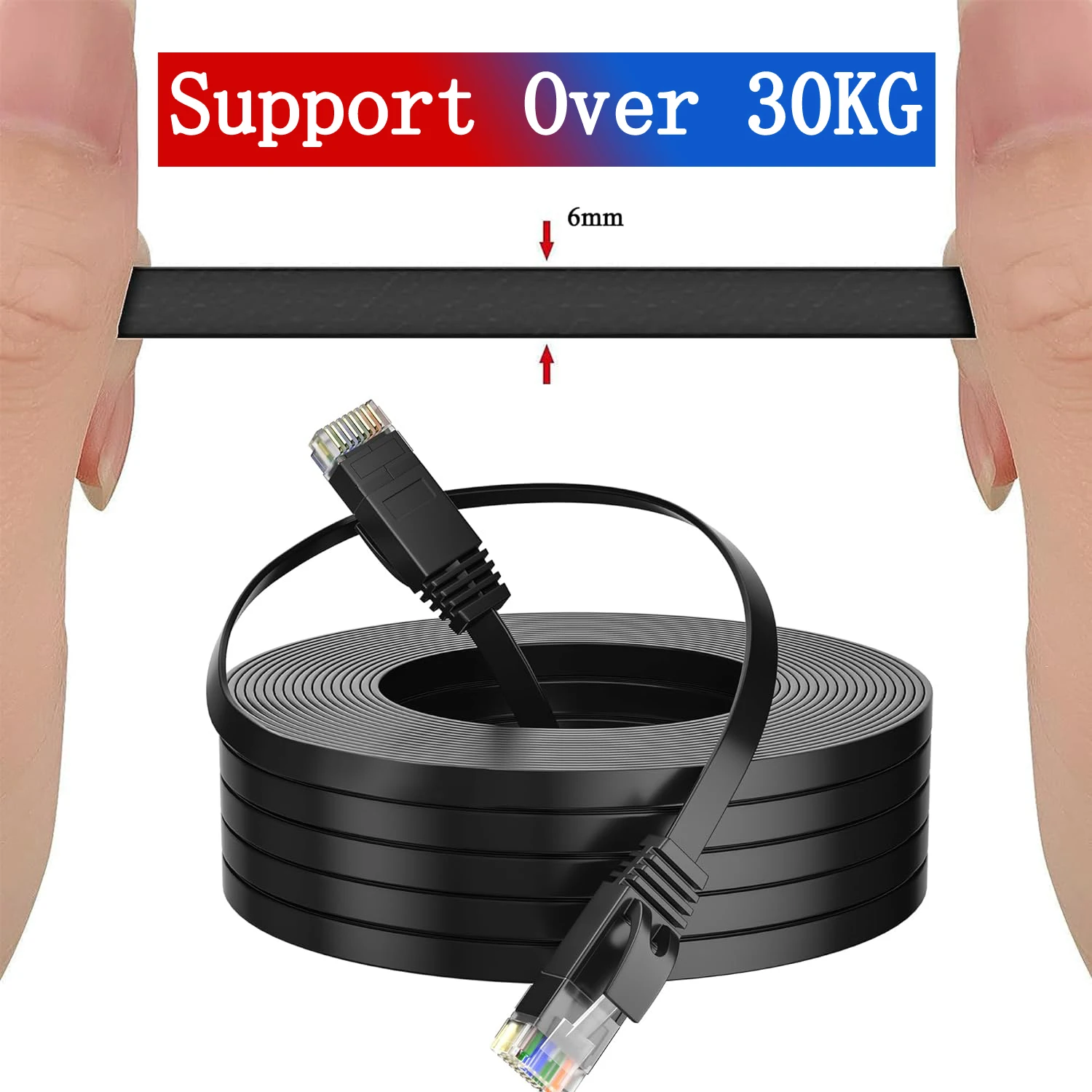 High-Speed Flat Cat6 Ethernet Cable with RJ45 Connectors – Available in Various Lengths