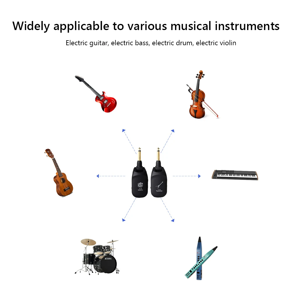 Description Picture 5 of itemC01 Electric Guitar Wireless Pickup USB Rechargeable Wireless Transmitter Receiver Set Original Sound for Electric Drum Violin