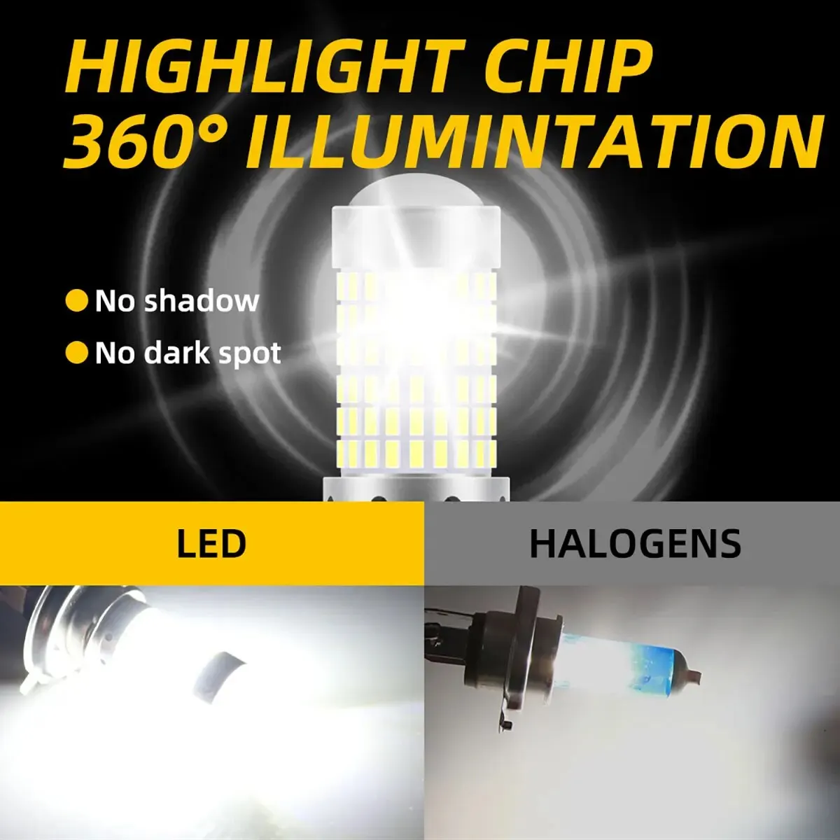 H4 P15D BA20D Motorcycle Headlight Bulbs 144 SMD 12v LED Headlamp Fog Light Spotlight 1PCS motorcycle headlight motorcycle fog lights motorcycle led lights led motorcycle lights led lights motorcycle driving lights bike light