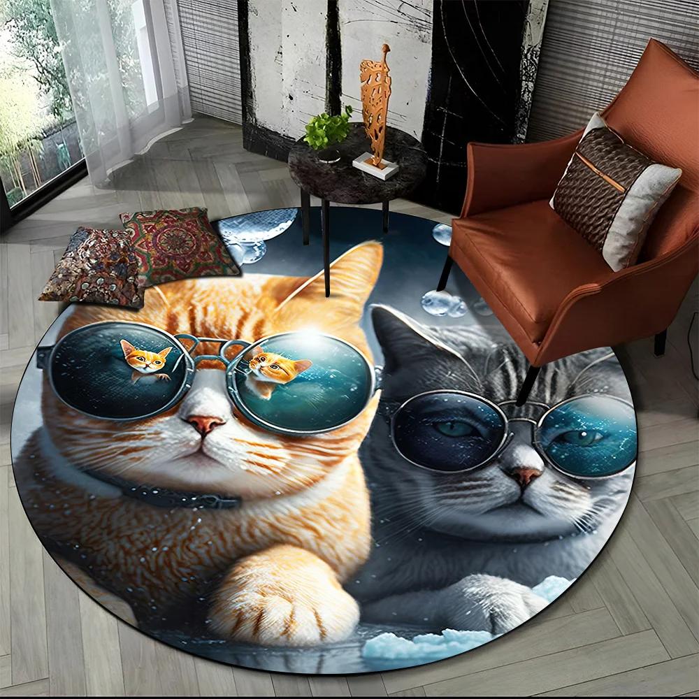 Tapete redondo 3D gato persa, tapete para sala de estar, quarto, decoração de sala de jogos infantil, tapete antiderrapante para animais de estimação, desenho animado de trapo, fofo 17 Scd5786736ec040e28a53a6e785a983fd1