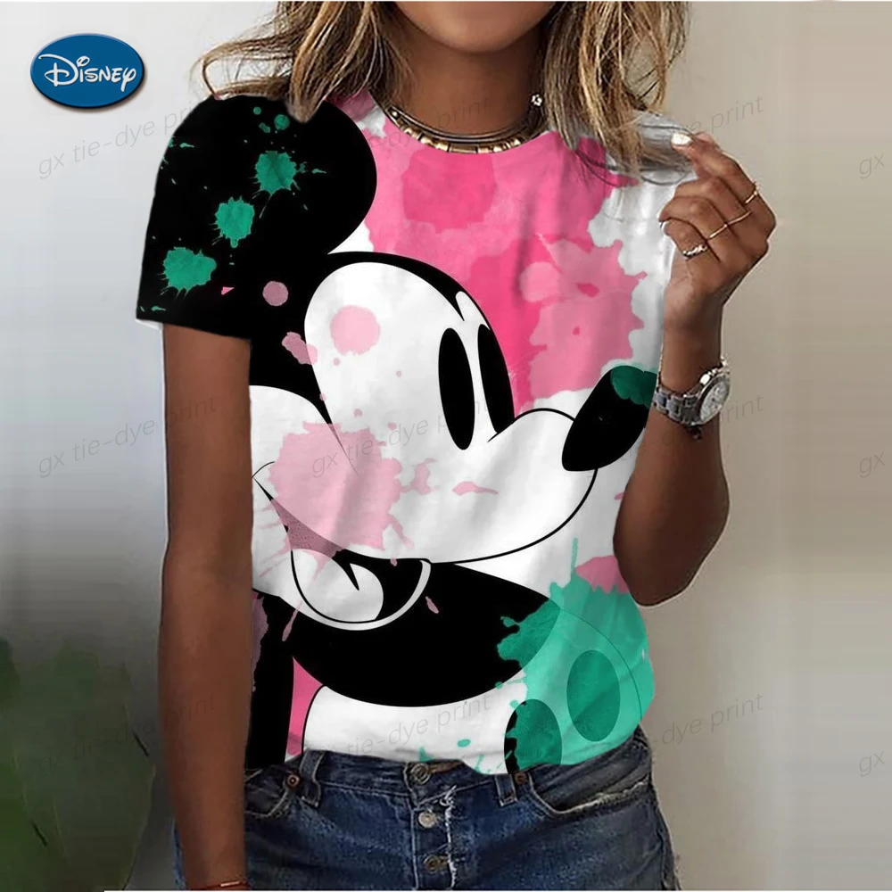 

New Women's T-shirt Summer Short Sleeve O-Neck Top Disney Mickey Mouse Women's Street Apparel Hip Hop T-shirt Harajuku T-shirt