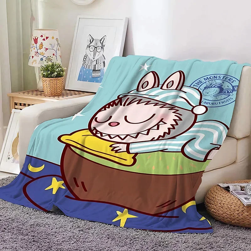 Labubu Cartoon Anime Flannel Blanket – Soft & Cozy Throw for Home, Sofa, Nap & Student Use, Perfect Gift 3