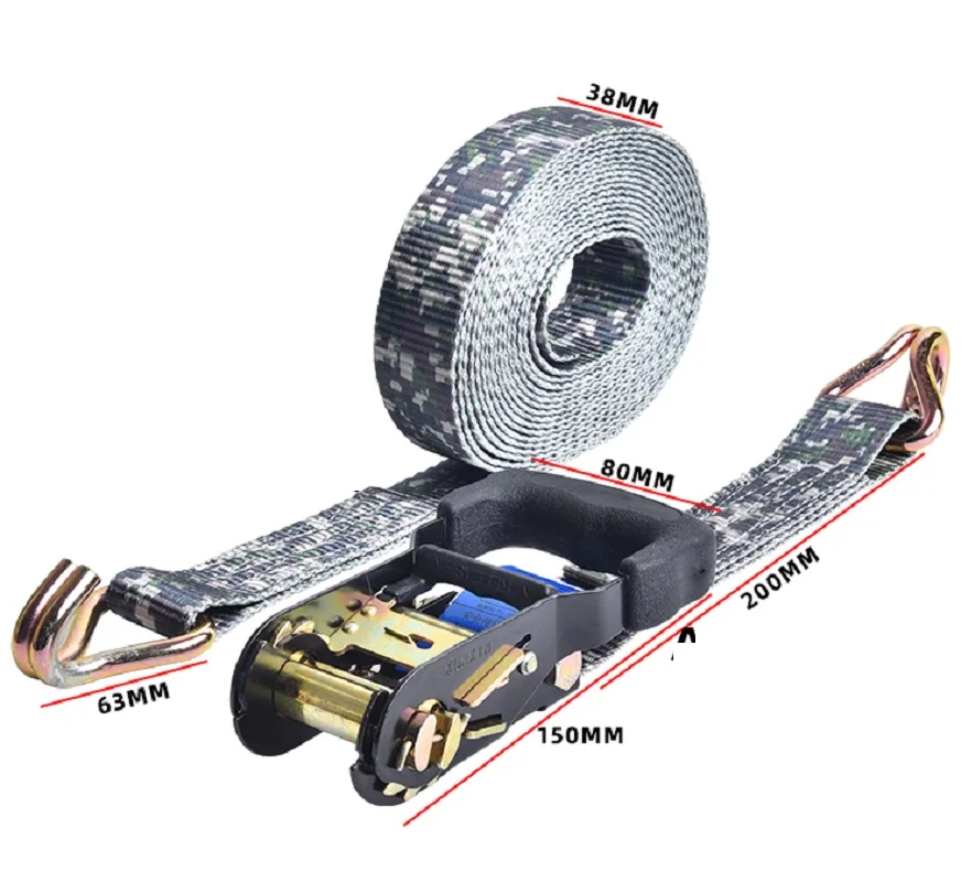 1.5" 38MM 2TX3M-6M ratchet tie down cargo lashing auto motor shipping package strap shipment belt assembly sling