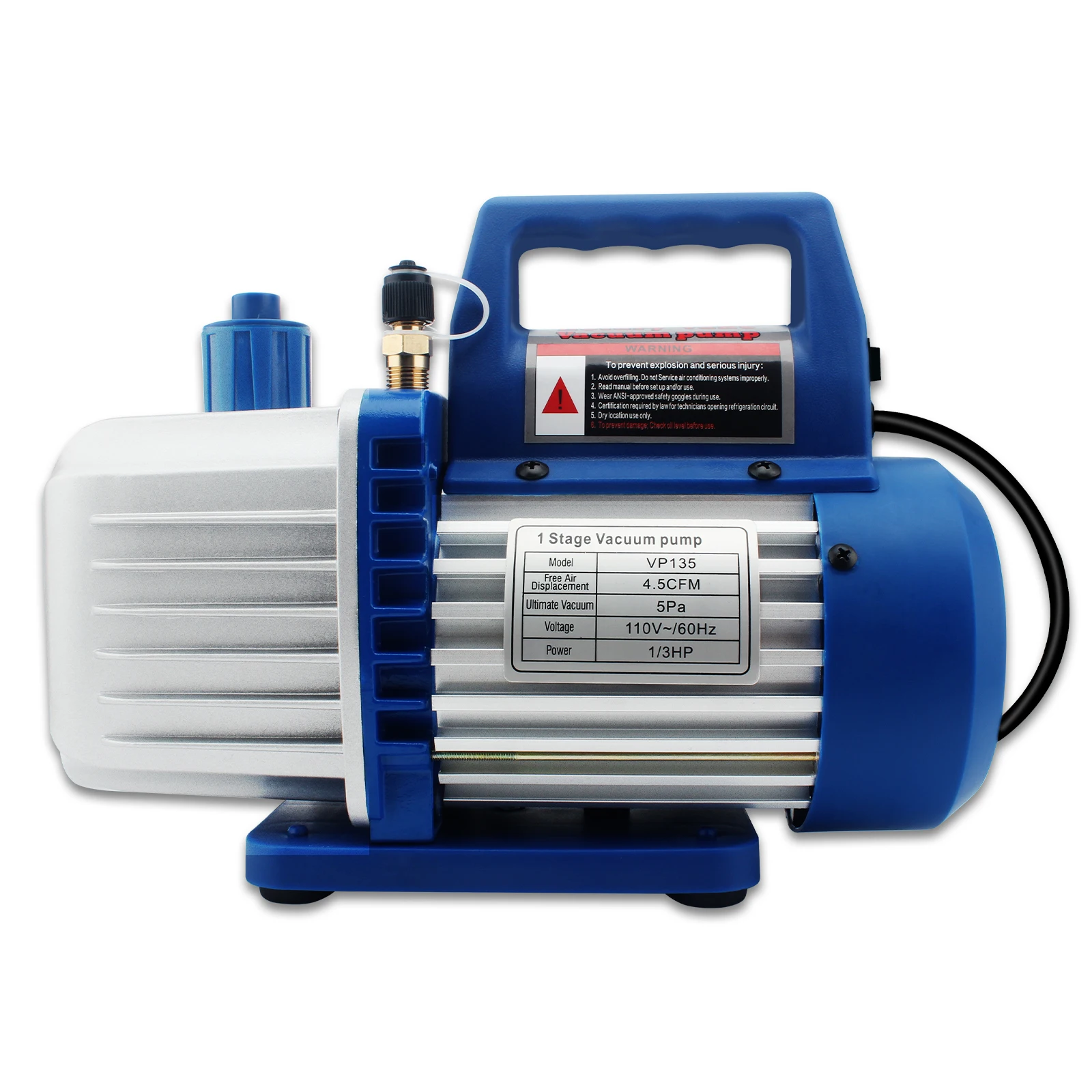 3.5 CFM Single Stage Rotary Vane Vacuum Pumps 1/3HP for Air Conditioner Refrigerant Hvac Air Tool R410A 1/2