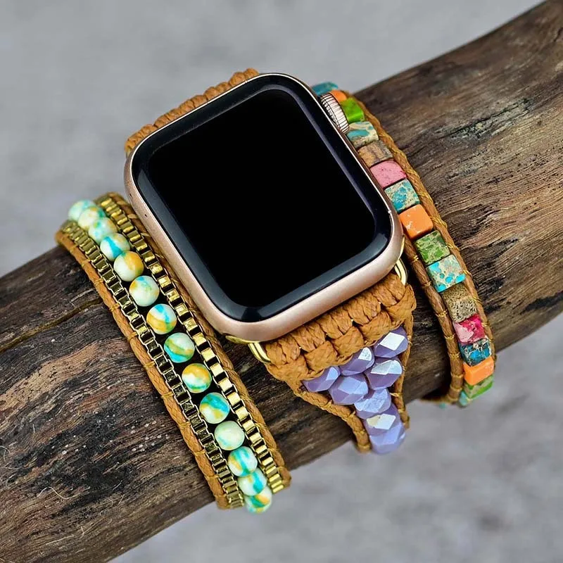 

Retro braided strap for apple watch band 45mm 40mm 44mm 42mm 38mm luxury Jewelry women belt Resin bracelet for series 5 4 Se 7 6
