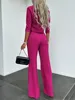 Elegant Office Lady Suits Fashion Solid Color Two Piece Set For Women Casual Crop Top+high Waist Pants Women's Sets 2024 Autumn 6