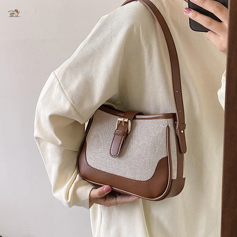 

Crescent Bag PU Material Hobo Color Match Design Designer Bag Female Underarm Shoulder Fashion Soft Armpit Bag Wholesale