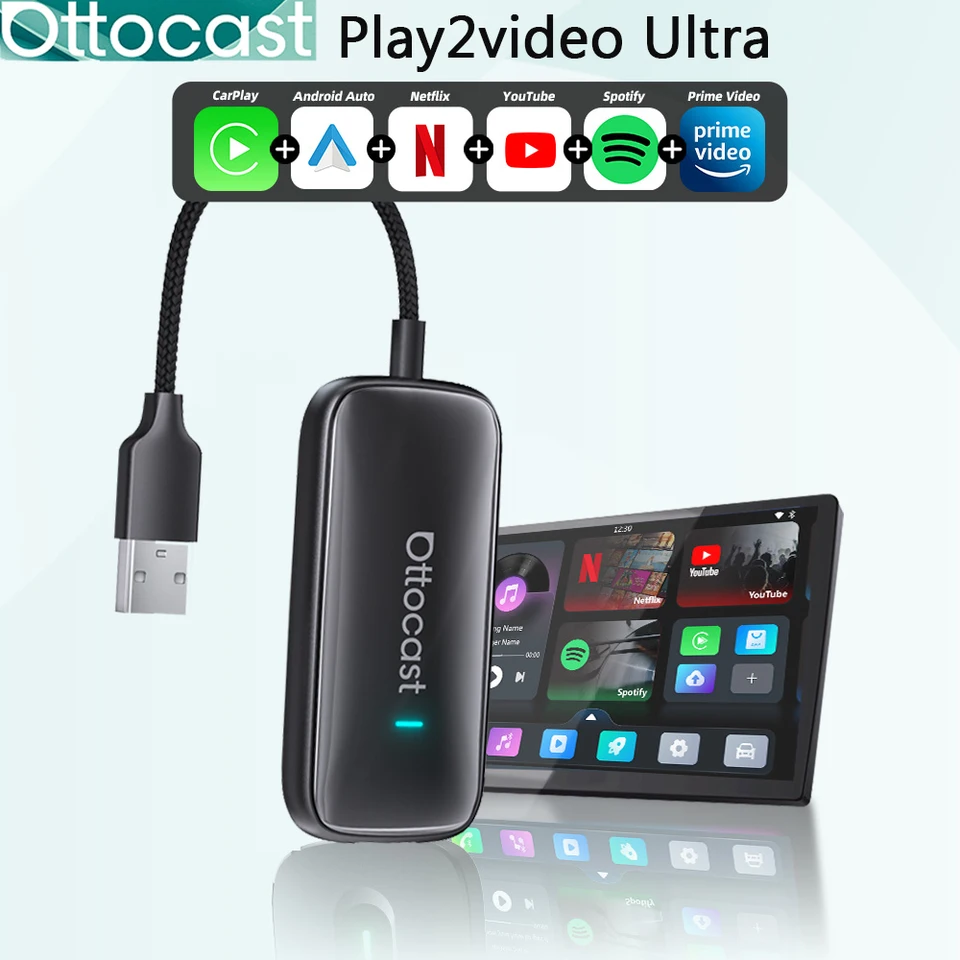 カーオーディオ Ottocast Play2Video Ultra Play2Video Ultra Wireless CarPlay/Android Auto All-in-1 Adapter
