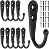 10Pcs Black Wall Mounted Small Hooks with Screws for Hanging Coat Bag Robe Towels Keys Kitchen Bathroom Rack Accessories 5