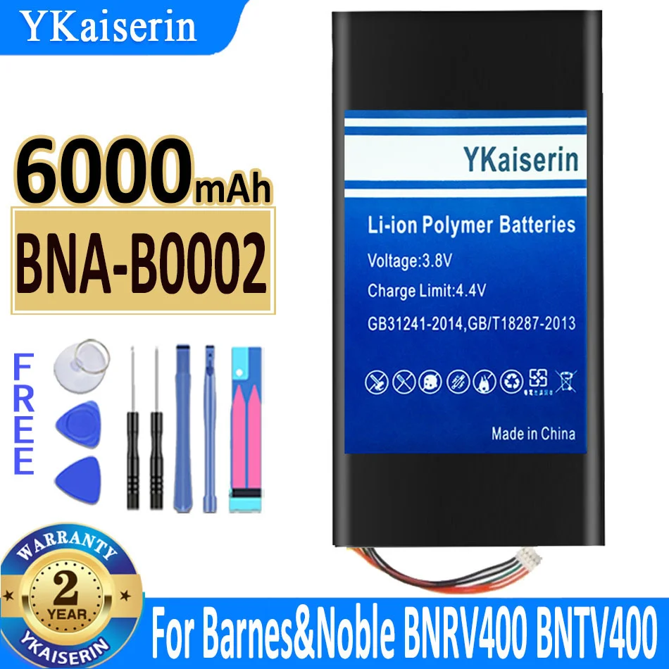

Аккумулятор ykaisсеребрин на 6000 мА · ч для Barnes & Noble BNRV400 BNTV400 NOOK HD 7 HD7 Tablet BNA B0002, Новая батарея + трек №